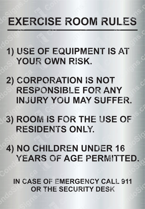 Exercise/Fitness Room Rules