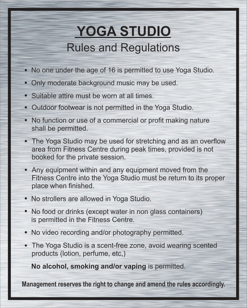 Yoga Studio Rules and Regulations