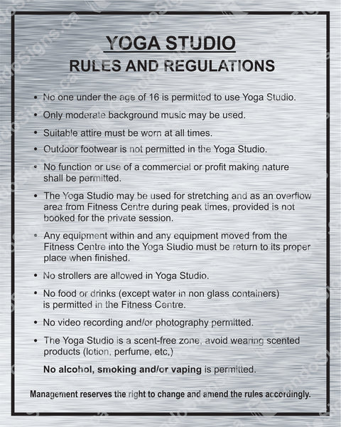 Yoga Studio Rules and Regulations