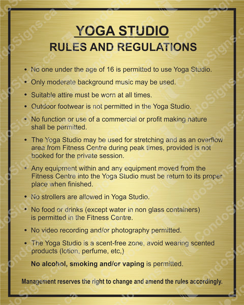 Yoga Studio Rules and Regulations