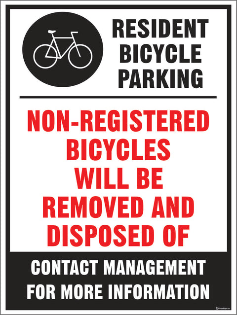 Resident Bicycle Parking Sign with Instructions