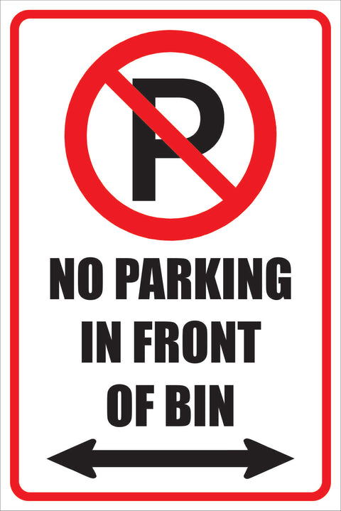 No Parking in Front of Bin Decal