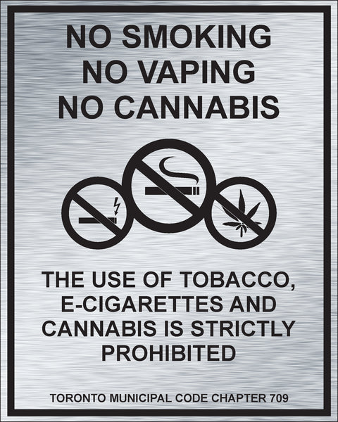No Smoking, No Vaping, No Cannabis with Toronto By-Law (6" x 7.5)