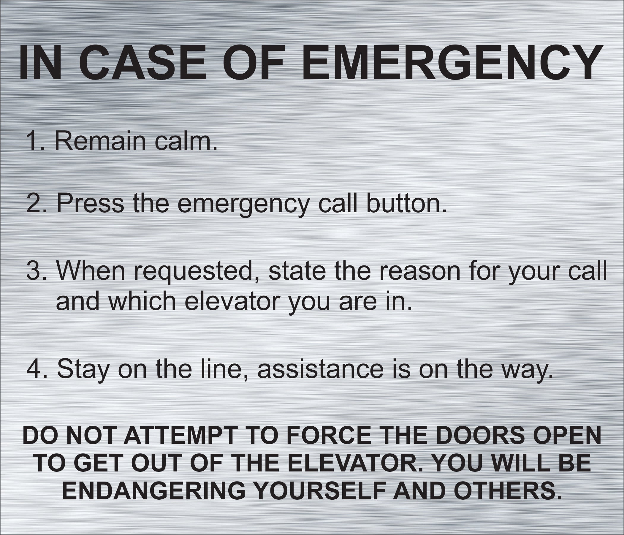 In Case of Emergency Elevator Instructions (6" x 7") The CondoSigns Store
