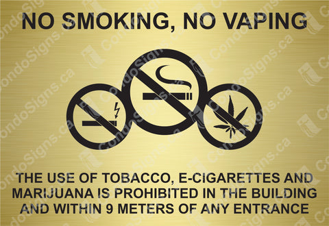 No Smoking, No Vaping, Within 9 Meters of Any Entrance 8" x 5.5"
