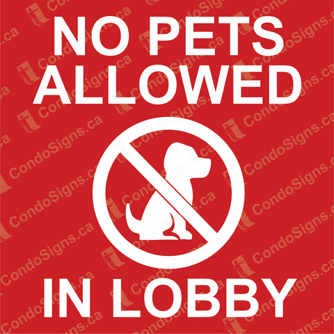 No Pets Allowed in Lobby (6" x 6")