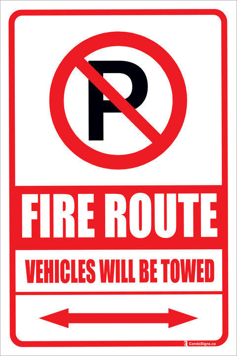 Fire Route Sign - Both Arrows