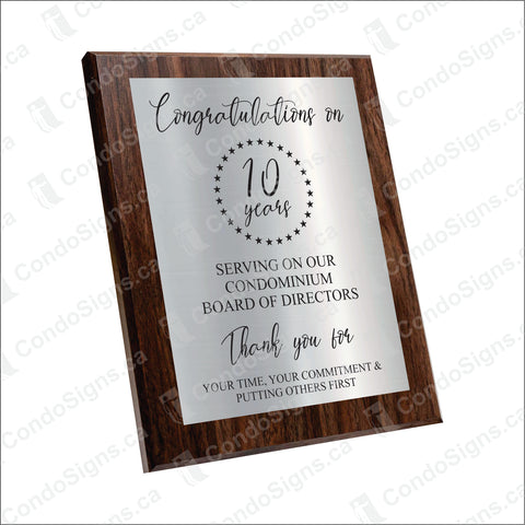 Congratulations on 10 Years (Director Award Plaque)