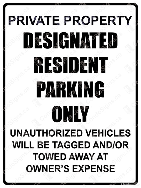 Designated Resident Parking Only