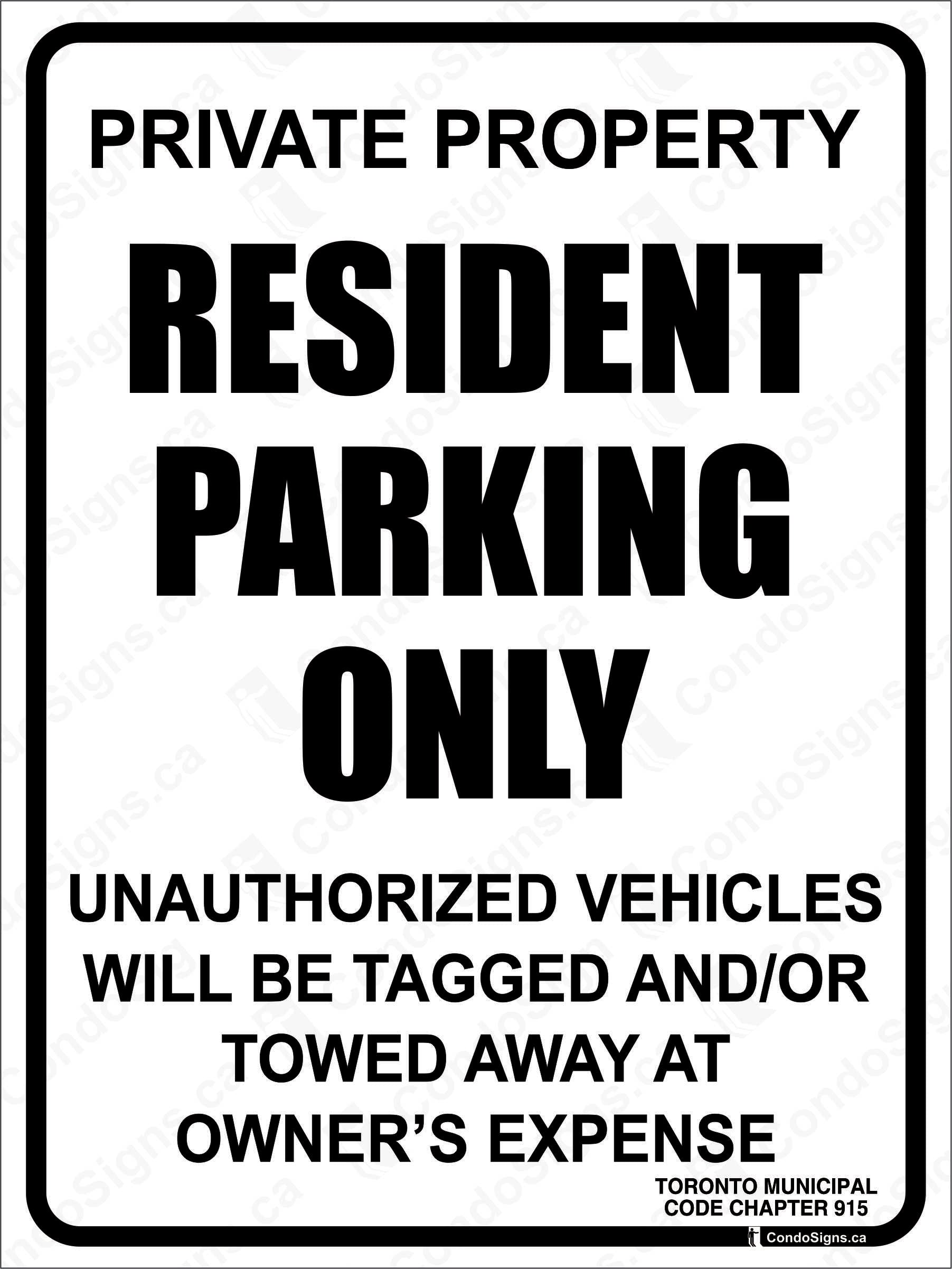 Resident Parking Only – The CondoSigns Store