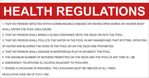 Health Regulations for Pool Area (30" x 15.7")