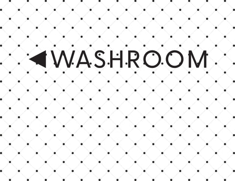Washroom with Left-Facing Arrow (Raised Lettering with 3M Adhesive)