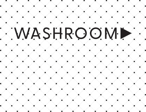 Washroom with Right-Facing Arrow (Raised Lettering with 3M Adhesive)