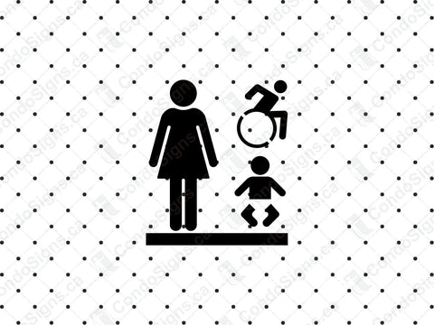 Women's Accessible Washroom with Braille (Raised Lettering with 3M Adhesive)