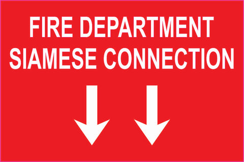 Fire Department Siamese Connection with Two Arrows Down