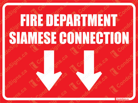 Fire Department Siamese Connection with Two Arrows Down