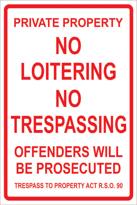 Private Property, No Loitering, No Trespassing