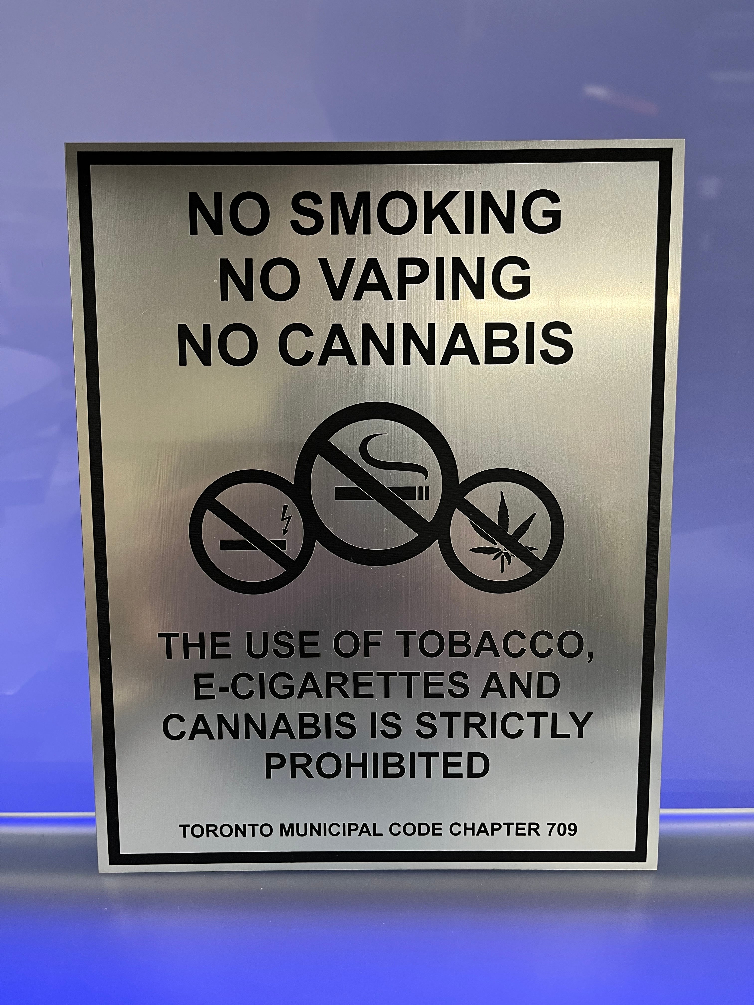 No Smoking No Vaping No Cannabis with Toronto By Law 6