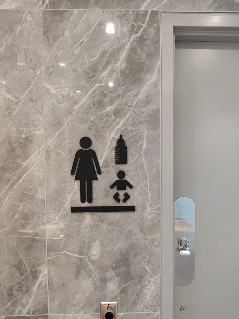 Women's Washroom and Feeding Room with Braille (Raised Lettering with 3M Adhesive)