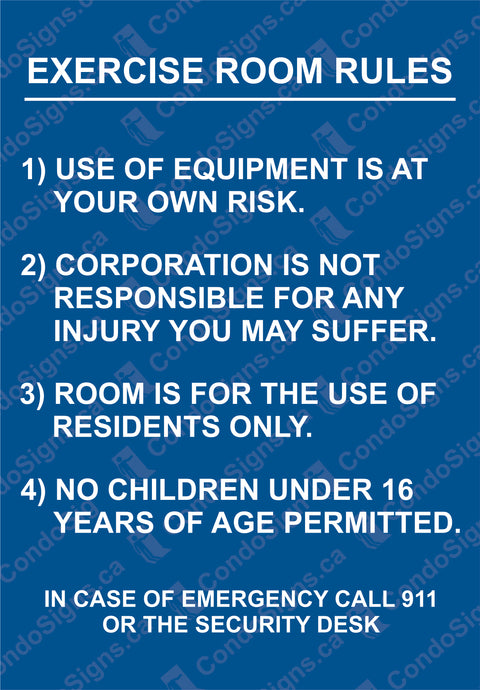 Exercise/Fitness Room Rules