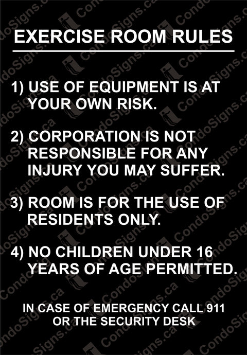 Exercise/Fitness Room Rules
