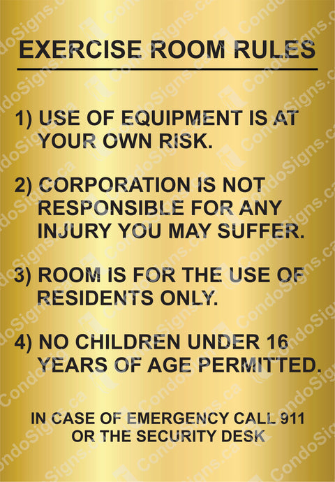Exercise/Fitness Room Rules