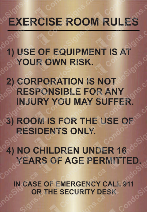 Exercise/Fitness Room Rules