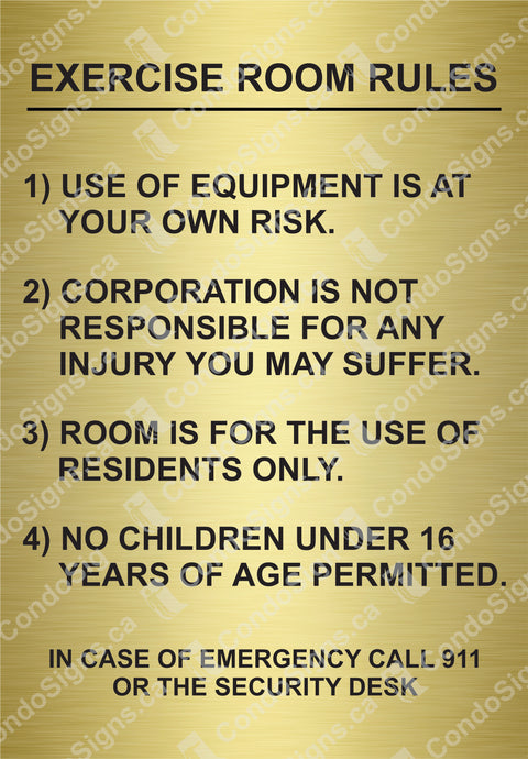 Exercise/Fitness Room Rules