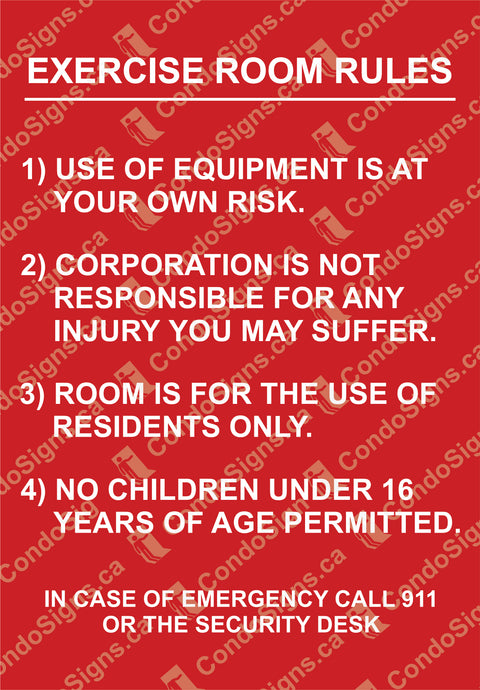 Exercise/Fitness Room Rules