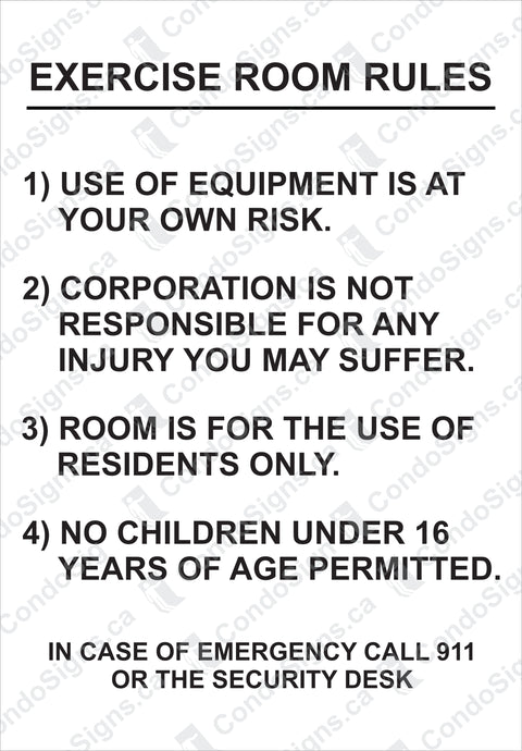 Exercise/Fitness Room Rules