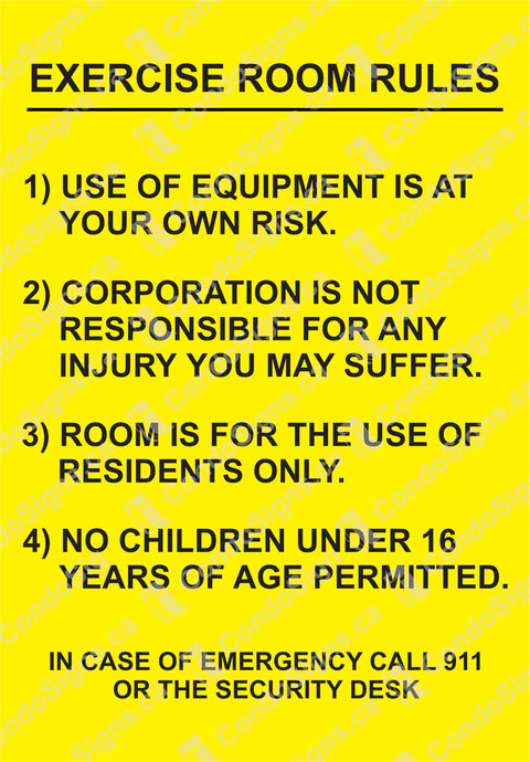 Exercise/Fitness Room Rules