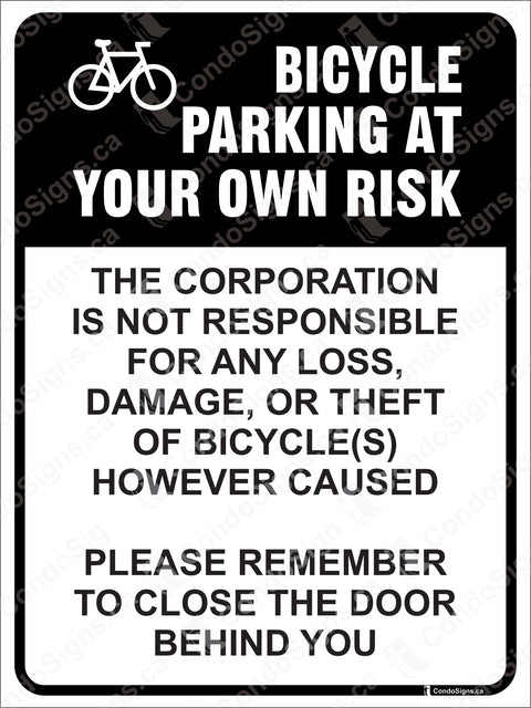 Notice: Bicycle Parking at Your Own Risk Instructions