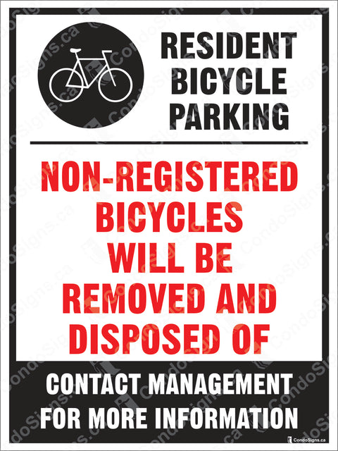 Resident Bicycle Parking Sign with Instructions