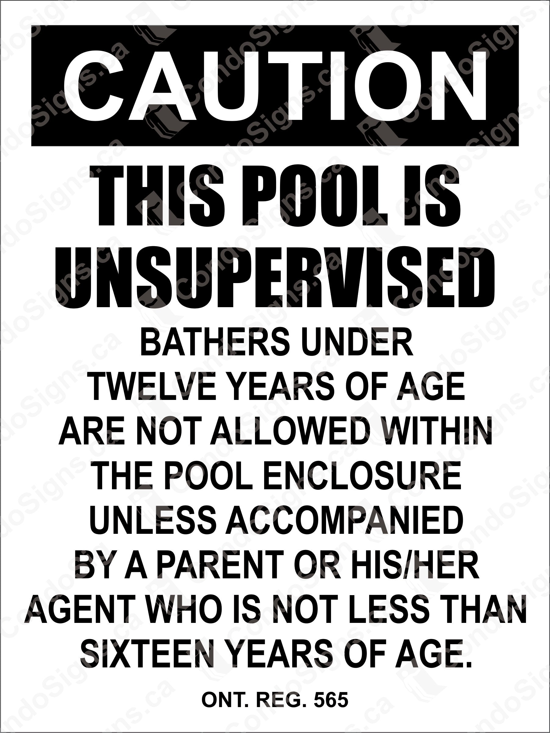 Unsupervised Swiming Sign Caution: This Pool Is Unsupervised – The CondoSigns Store