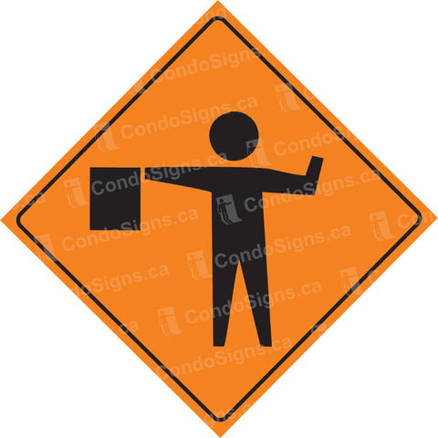 Flagger Ahead on Orange