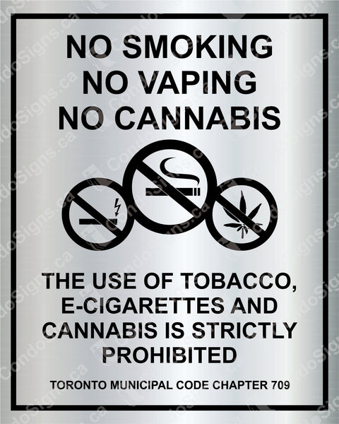 No Smoking, No Vaping, No Cannabis with Toronto By-Law (6" x 7.5)