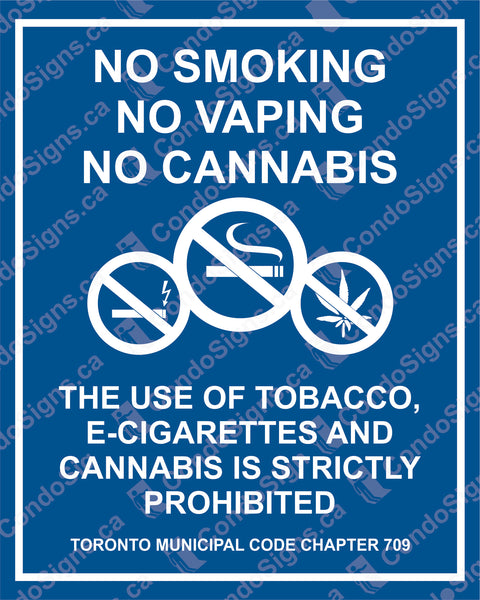 No Smoking, No Vaping, No Cannabis with Toronto By-Law (6" x 7.5)