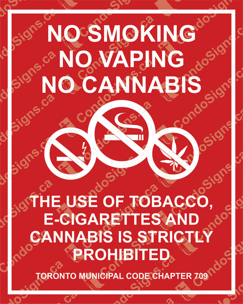 No Smoking, No Vaping, No Cannabis with Toronto By-Law (6" x 7.5)