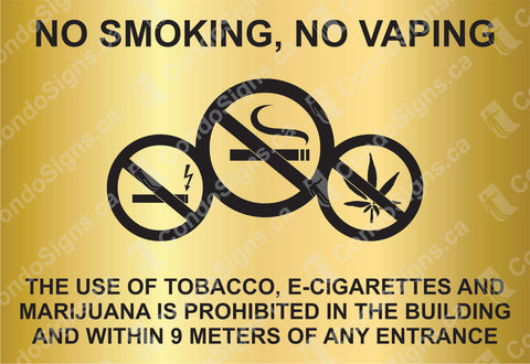 No Smoking, No Vaping, Within 9 Meters of Any Entrance 8" x 5.5"