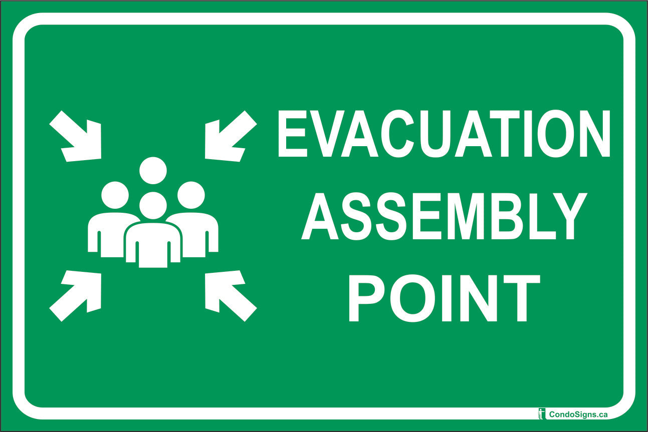 Assembly Point Access Evacuation Assembly Point (Landscape) – The CondoSigns Store