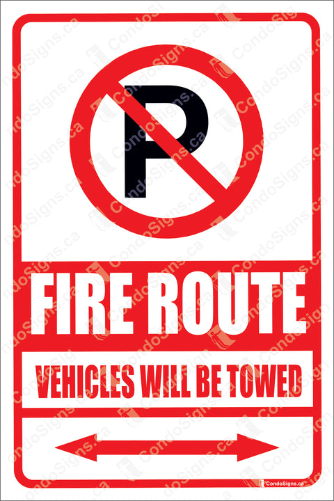 Fire Route Sign - Both Arrows