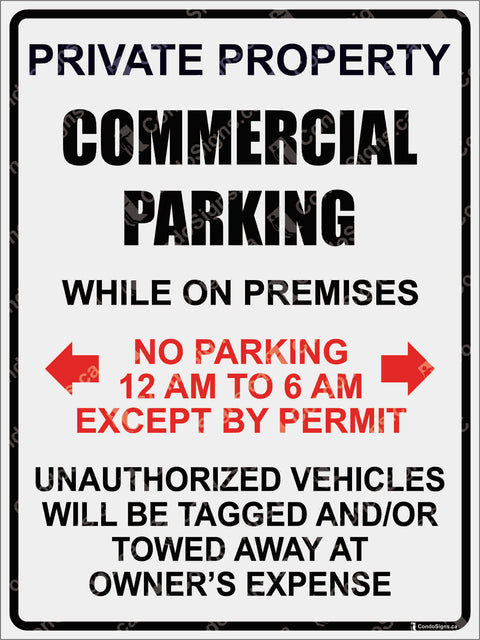 PRIVATE PROPERTY, COMMERCIAL PARKING-ARROWS