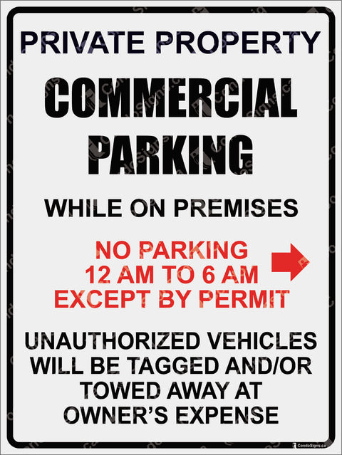 PRIVATE PROPERTY, COMMERCIAL PARKING-RIGHT ARROW