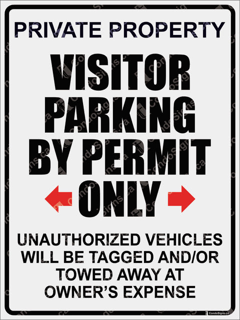 PRIVATE PROPERTY, VISITOR PARKING BY PERMIT ONLY - ARROWS