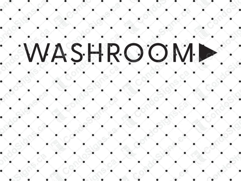 Washroom with Right-Facing Arrow (Raised Lettering with 3M Adhesive)
