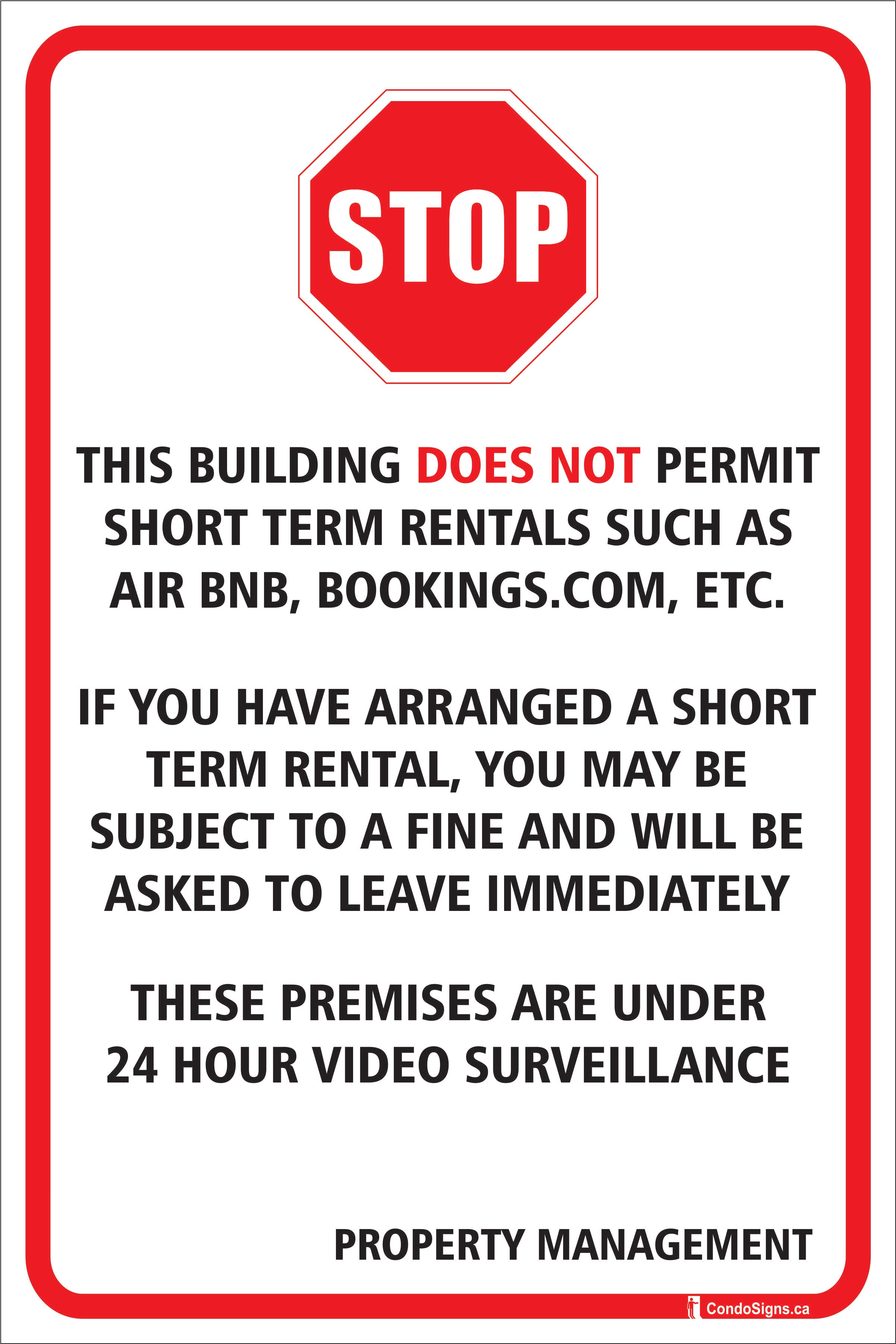 Not A Rental Sticker STOP: Short Term Rentals, AIRBNB, Not Permitted – The CondoSigns Store