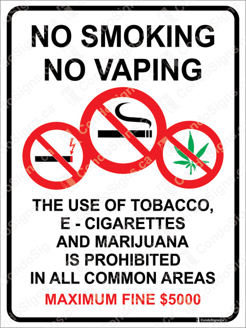 No Smoking, No Vaping Maximum Fine $5,000