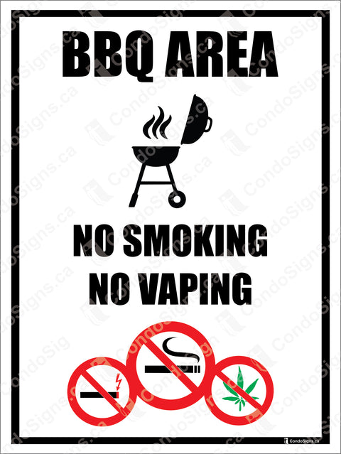 BBQ AREA, NO SMOKING -NO VAPING