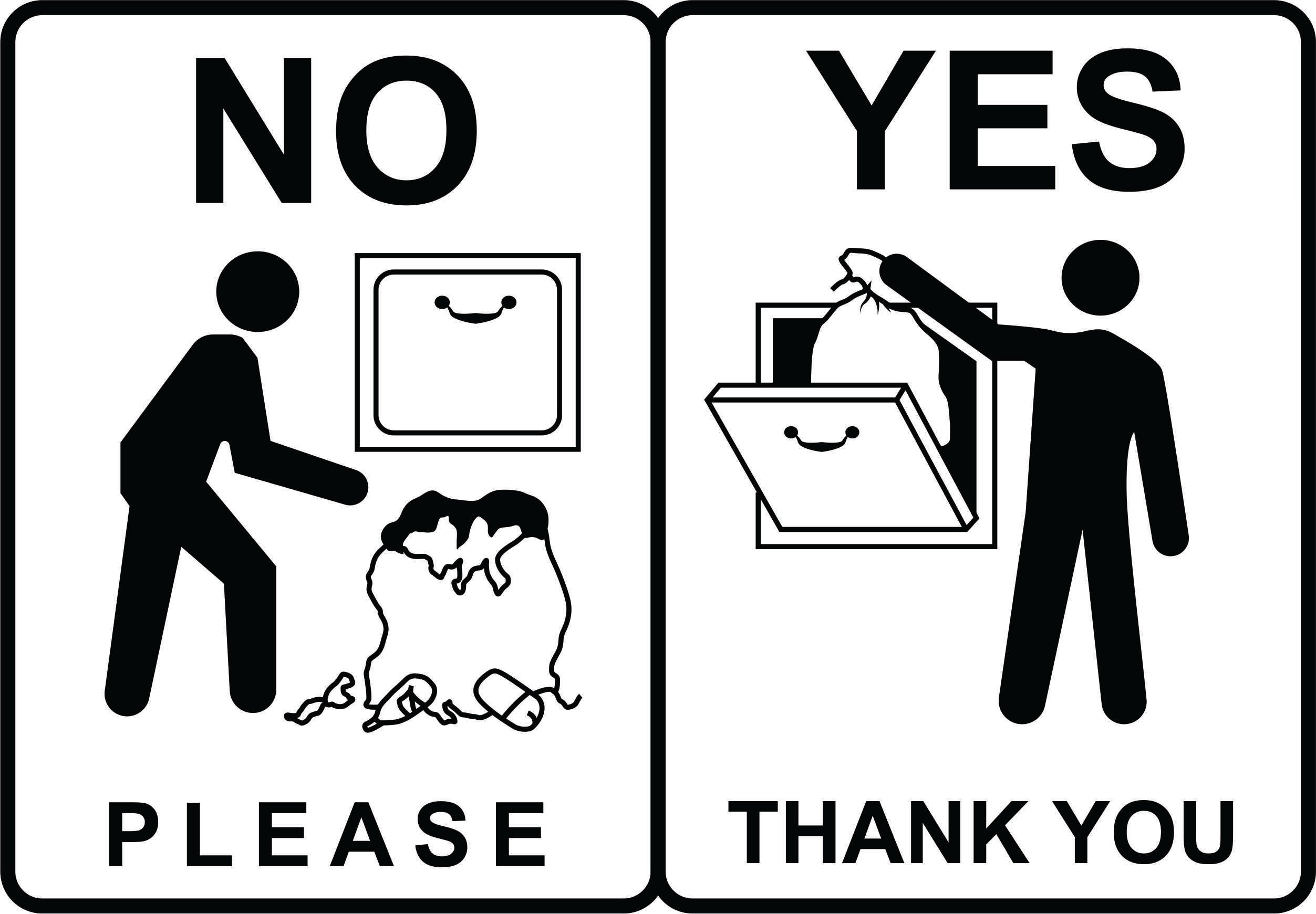 Garbage Instructions Garbage Chute Instructions (Yes & No Graphics) – The CondoSigns Store