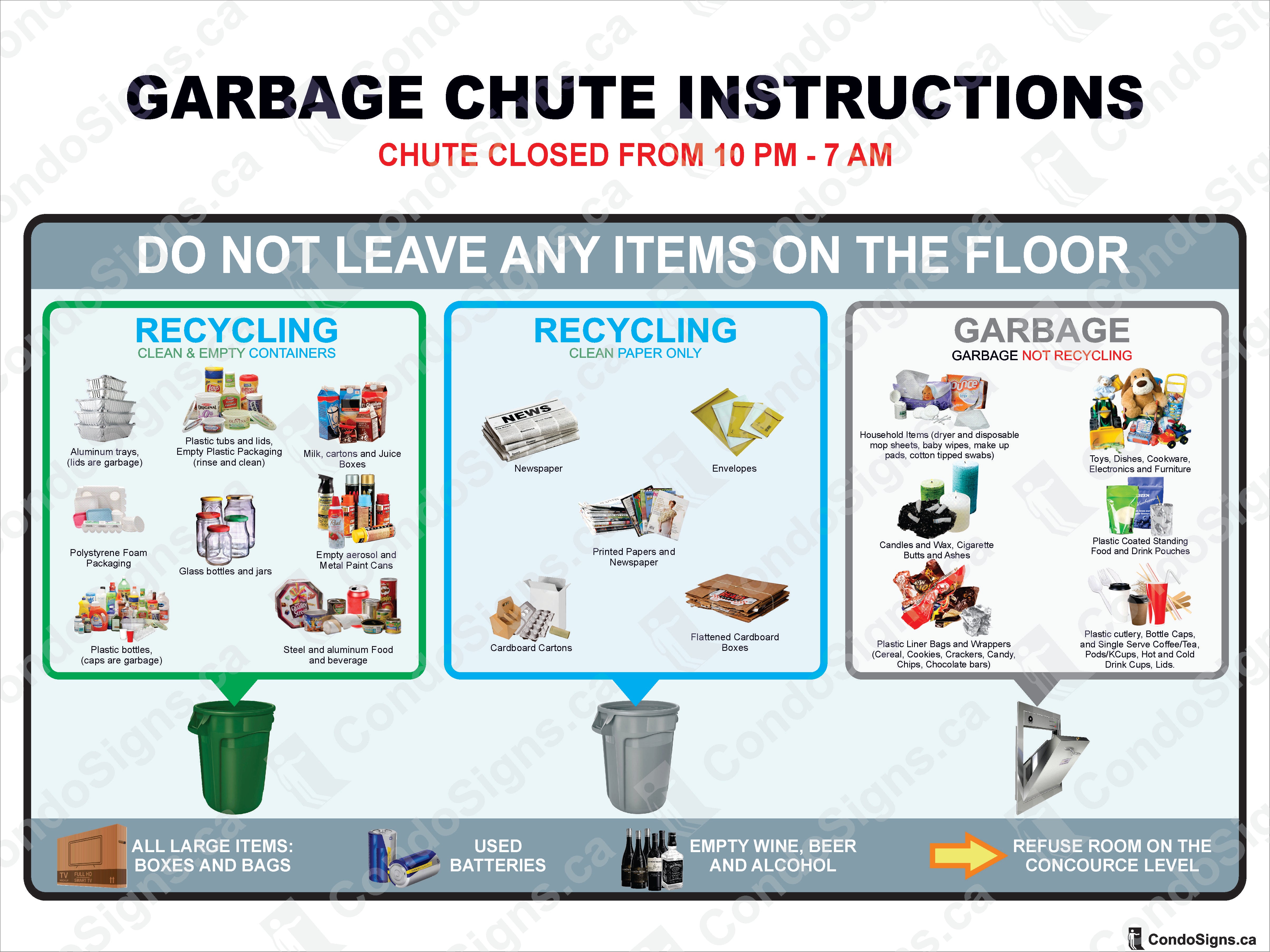 Garbage Instructions Garbage Chute Instructions – The CondoSigns Store